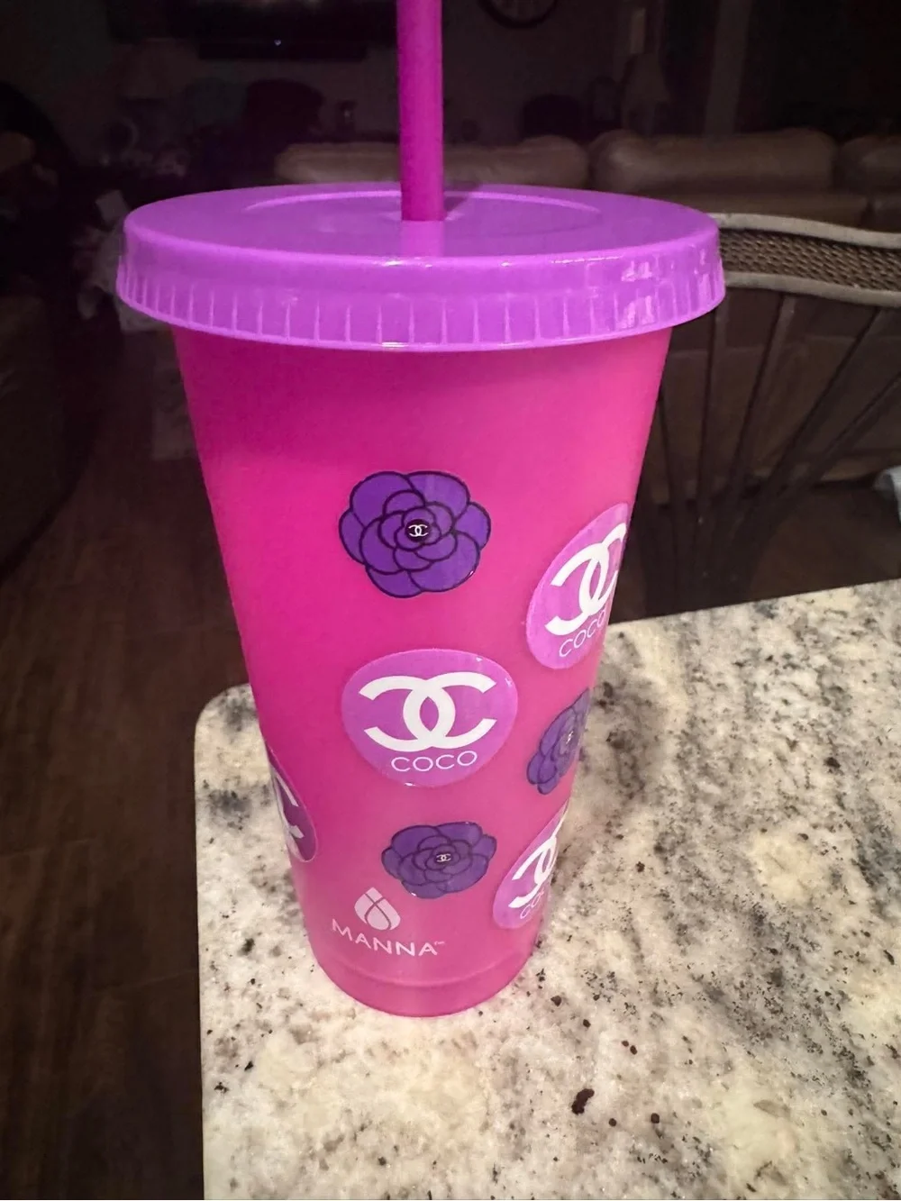 Betty Boop Pink and Purple Color-Changing Plastic Tumbler with Lid and Straw - Picture 3 of 5